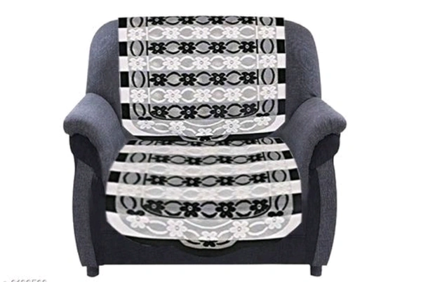 Dakshya Industries  Black &White Color Cotton Sofa cover - White & Black, Cotton, Printed, Multipack 1